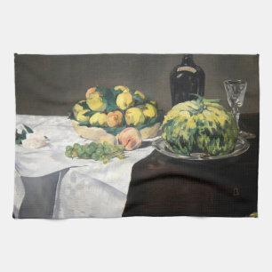 Still Life Lemon Peaches by Manet Impressionist Tea Towel