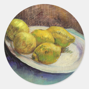 Still Life Lemons on a Plate by Vincent van Gogh Classic Round Sticker