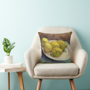 Still Life Lemons on a Plate by Vincent van Gogh Cushion