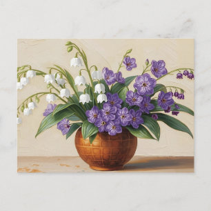 Still Life Lily of the Valley Floral Oil Painting Postcard