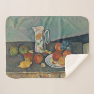 Still Life, Milk Jug and Fruit on a Table, Cezanne Sherpa Blanket
