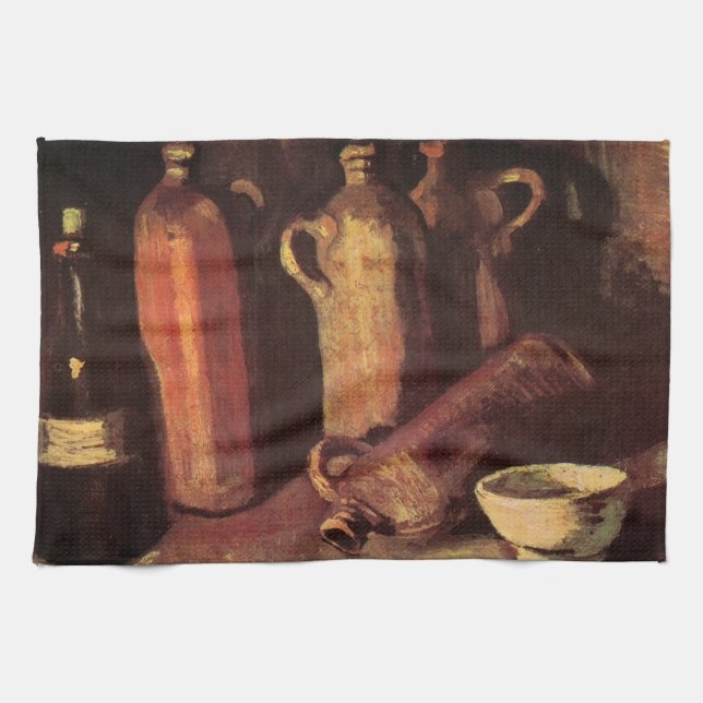 Still Life of 4 Stone Bottles by Vincent van Gogh Tea Towel (Horizontal)