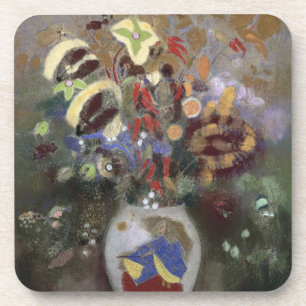 Still Life of a Vase of Flowers (pastel on paper) Coaster