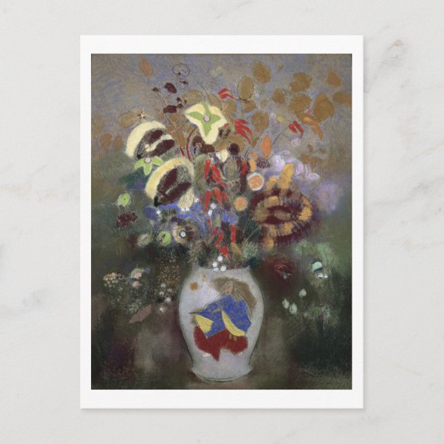 Still Life of a Vase of Flowers (pastel on paper) Postcard (Front)