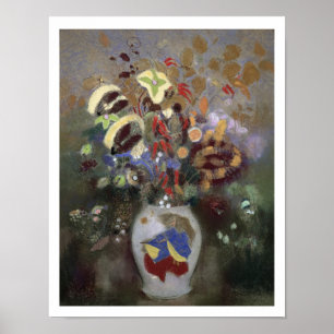 Still Life of a Vase of Flowers (pastel on paper) Poster