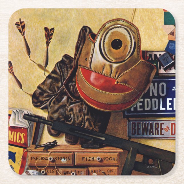 Still Life of Boys Toys Square Paper Coaster (Front)