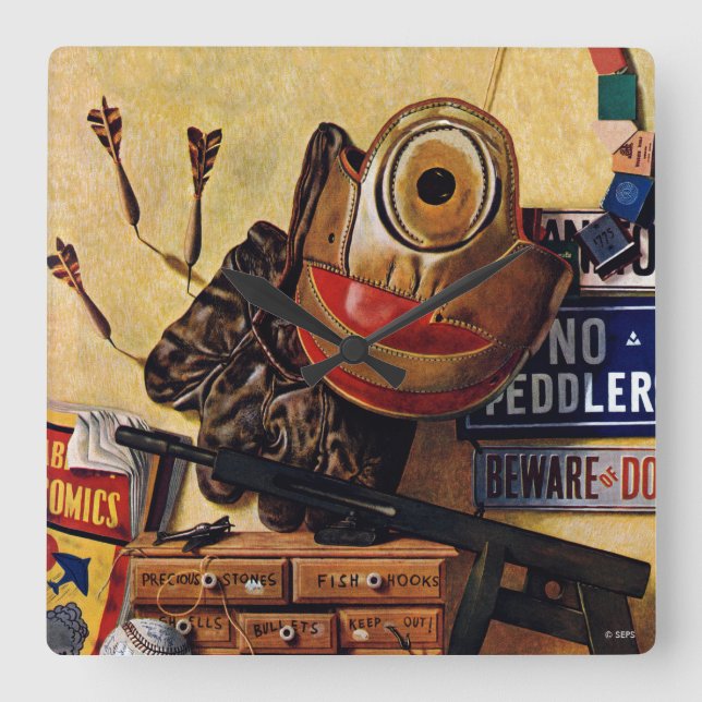 Still Life of Boys Toys Square Wall Clock (Front)