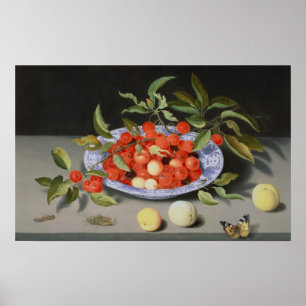 Still Life of Cherries and Peaches Poster
