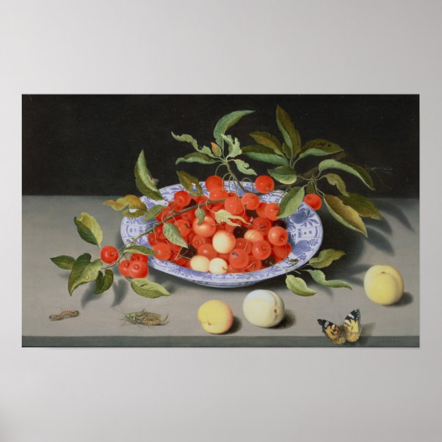 Still Life of Cherries and Peaches Poster (Front)