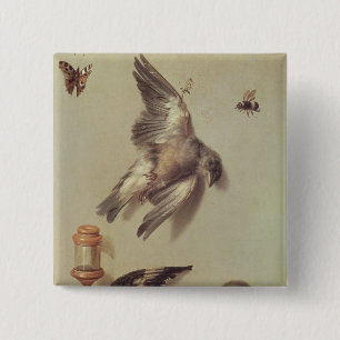 Still Life of Dead Birds and a Mouse, 1712 15 Cm Square Badge