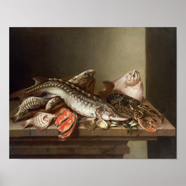 Still Life of Fish on a Table Poster (Front)