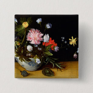 Still Life of Flowers 15 Cm Square Badge