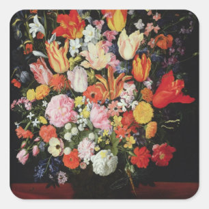 Still life of flowers, 1610s square sticker
