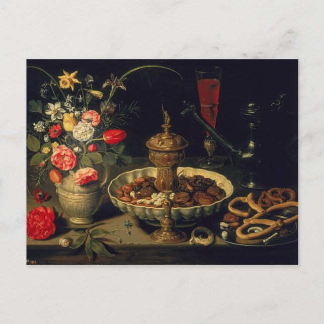 Still Life of Flowers and Dried Fruit, 1611 Postcard (Front)