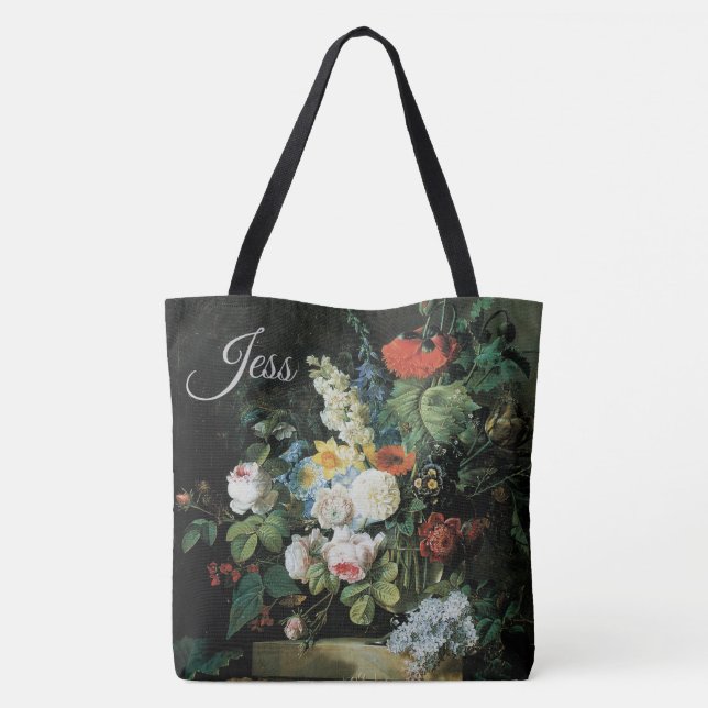 Still Life of Flowers by Pierre-Joseph Redouté Tote Bag (Back)