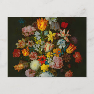 Still Life of Flowers in a Wan-Li Vase Holiday Postcard