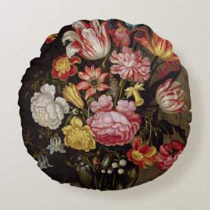 Still Life of Flowers in an Ovoid Vase Round Cushion