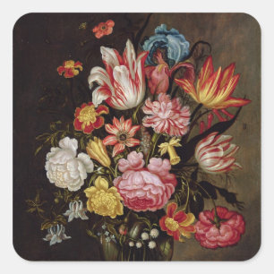 Still Life of Flowers in an Ovoid Vase Square Sticker