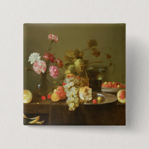 Still Life of Fruit and Flowers 15 Cm Square Badge