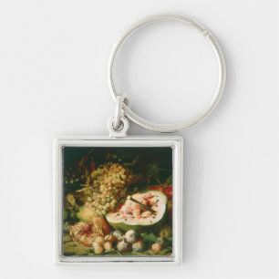 Still Life of Fruit on a Ledge Key Ring