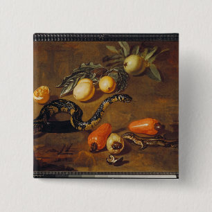Still Life of Fruits from Surinam and Reptiles 15 Cm Square Badge