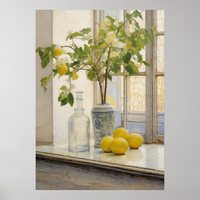 Still Life of Lemons on a Window Sill Poster (Front)