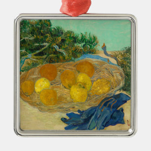 Still Life of Oranges and Lemons with Blue Metal Tree Decoration
