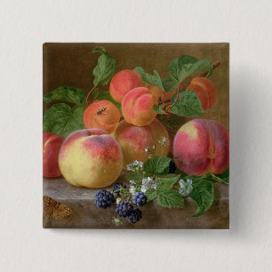 Still Life of Peaches 15 Cm Square Badge