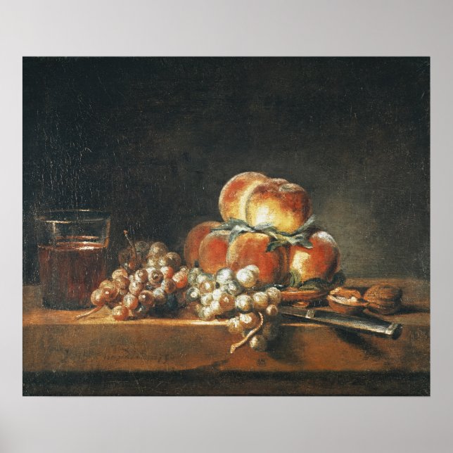 Still Life of Peaches, Nuts, Grapes Poster (Front)