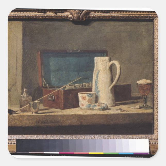 Still Life of Pipes and a Drinking Glass Square Sticker (Front)