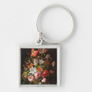 Still life of roses lilies, tulips key ring