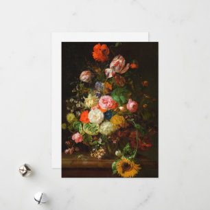 Still life of roses, tulips, a sunflower, 1710  holiday card