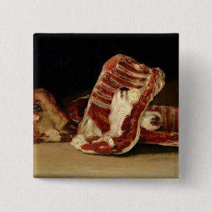 Still life of Sheep's Ribs and Head 15 Cm Square Badge