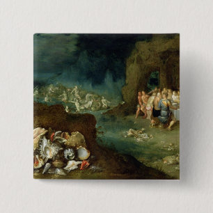 Still life of shells with the Feast of the Gods 15 Cm Square Badge
