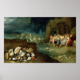 Still life of shells with the Feast of the Gods Poster