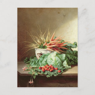 Still Life of Strawberries, Carrots and Cabbage Postcard