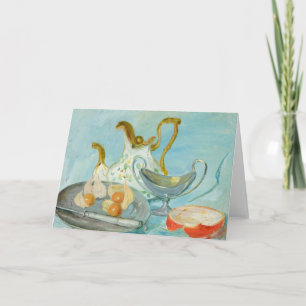 Still Life on a Blue Background   Tadeusz Makowski Card