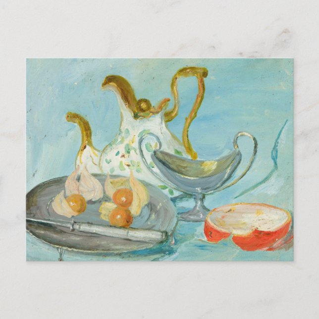 Still Life on a Blue Background | Tadeusz Makowski Postcard (Front)