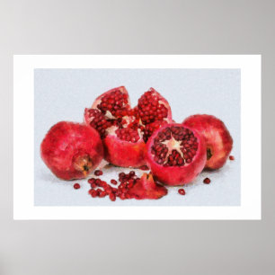 Still Life Painting of Pomegranates Poster