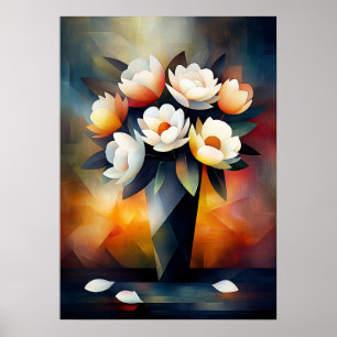 Still Life Peonies - Cubist Masterpiece Inspired Poster