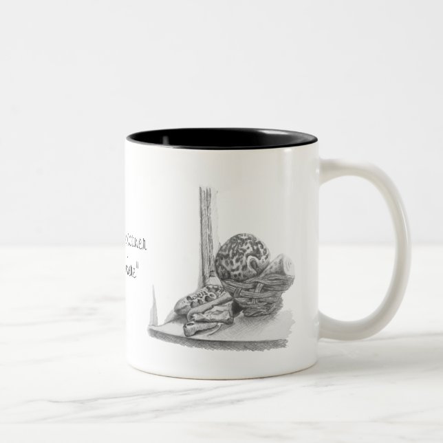 Still life picture of shells and pebbles china mug (Right)