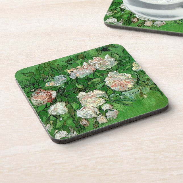 Still Life: Pink Roses by Vincent van Gogh Coaster (Left Side)