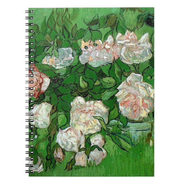 Still Life: Pink Roses by Vincent van Gogh Notebook (Front)