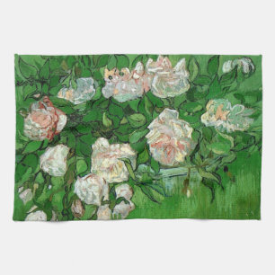 Still Life: Pink Roses by Vincent van Gogh Tea Towel