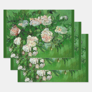 Still Life: Pink Roses by Vincent van Gogh Wrapping Paper Sheet