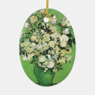 Still life - Pink Roses in a Vase Vincent an Gogh, Ceramic Tree Decoration