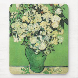 Still life - Pink Roses in a Vase, Vincent van Gog Mouse Pad