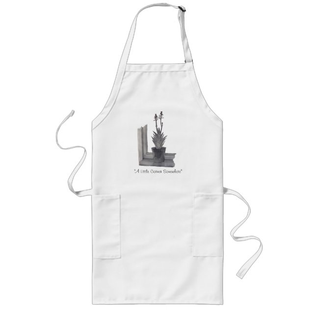 Still life pot plant realist art sketch long apron (Front)