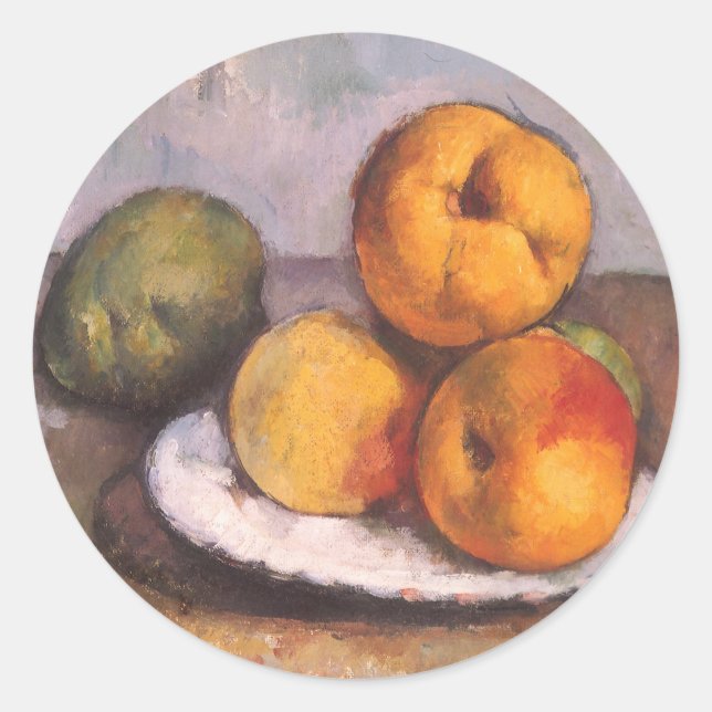 Still Life Quince, Apples, Pears by Paul Cezanne Classic Round Sticker (Front)