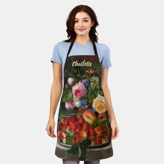 Still Life Roses and Strawberries by Otto Ottesen Apron (Worn)